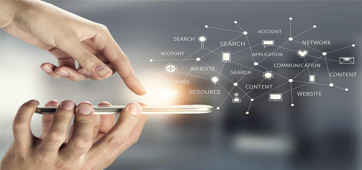 digital content flowchart hands phone