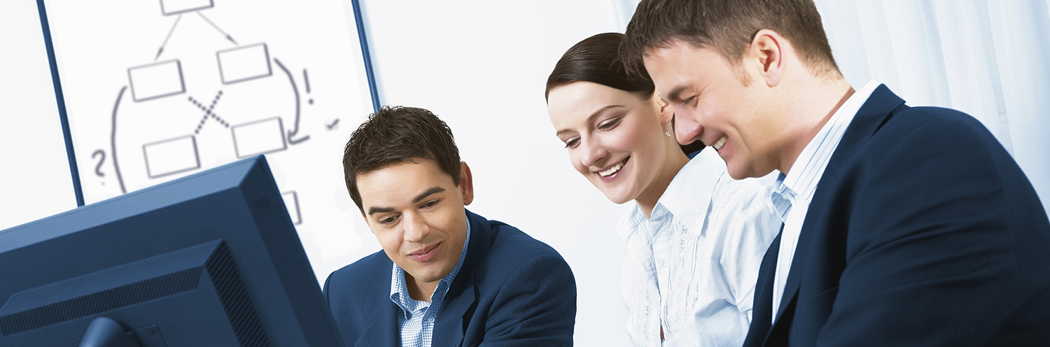 Contemporary business people working in team in the office